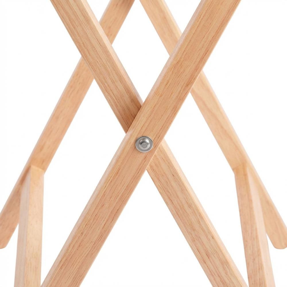 5-PC Folding Tray Table Set, Natural Solid Wood, Portable Rack
