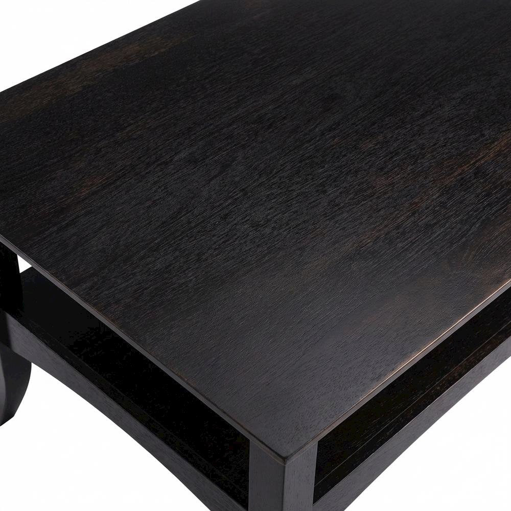 Dark Coffee Finish Coffee Table with Solid Wood Top and Transitional Style