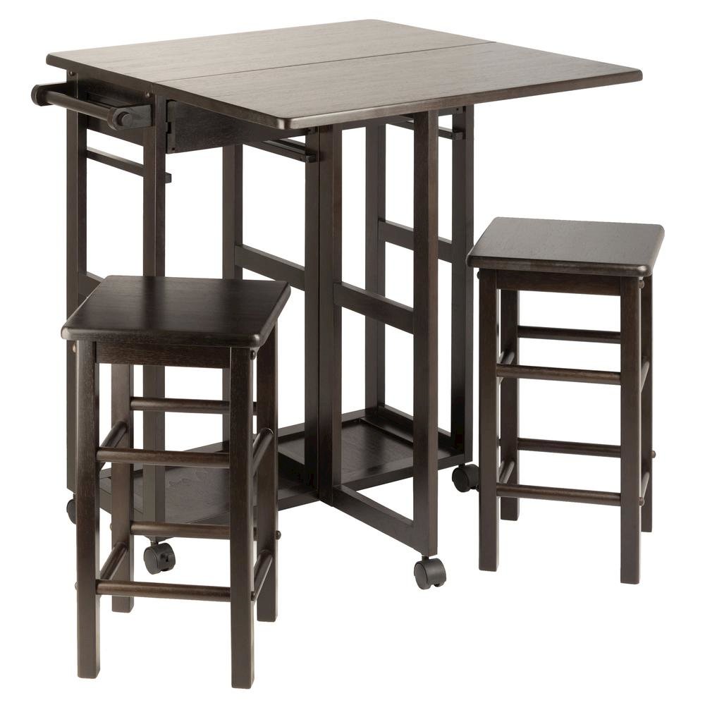 Coffee Folding Dining Table with Chairs – Compact Foldable Set for Two