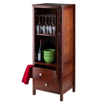 FurniFact Walnut Kitchen Cabinet – Small Pantry Cabinet with Doors
