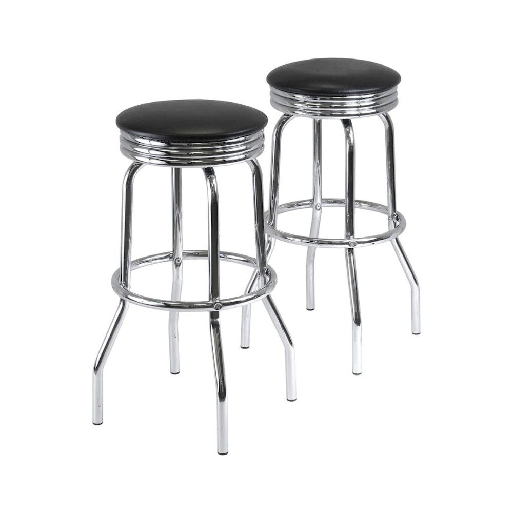 Metal Bar Table And Stools Set With Swivel Chairs, Retro Pub Dining Set