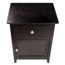 Farmhouse End Table With Storage Espresso Finish, Wooden Side Table And Drawer