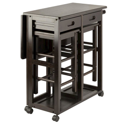 Coffee Folding Dining Table with Chairs – Compact Foldable Set for Two