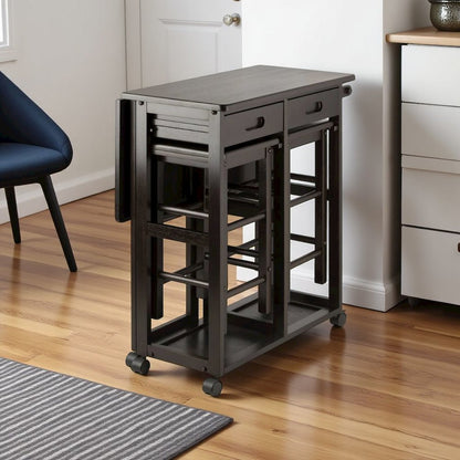 Coffee Folding Dining Table with Chairs – Compact Foldable Set for Two