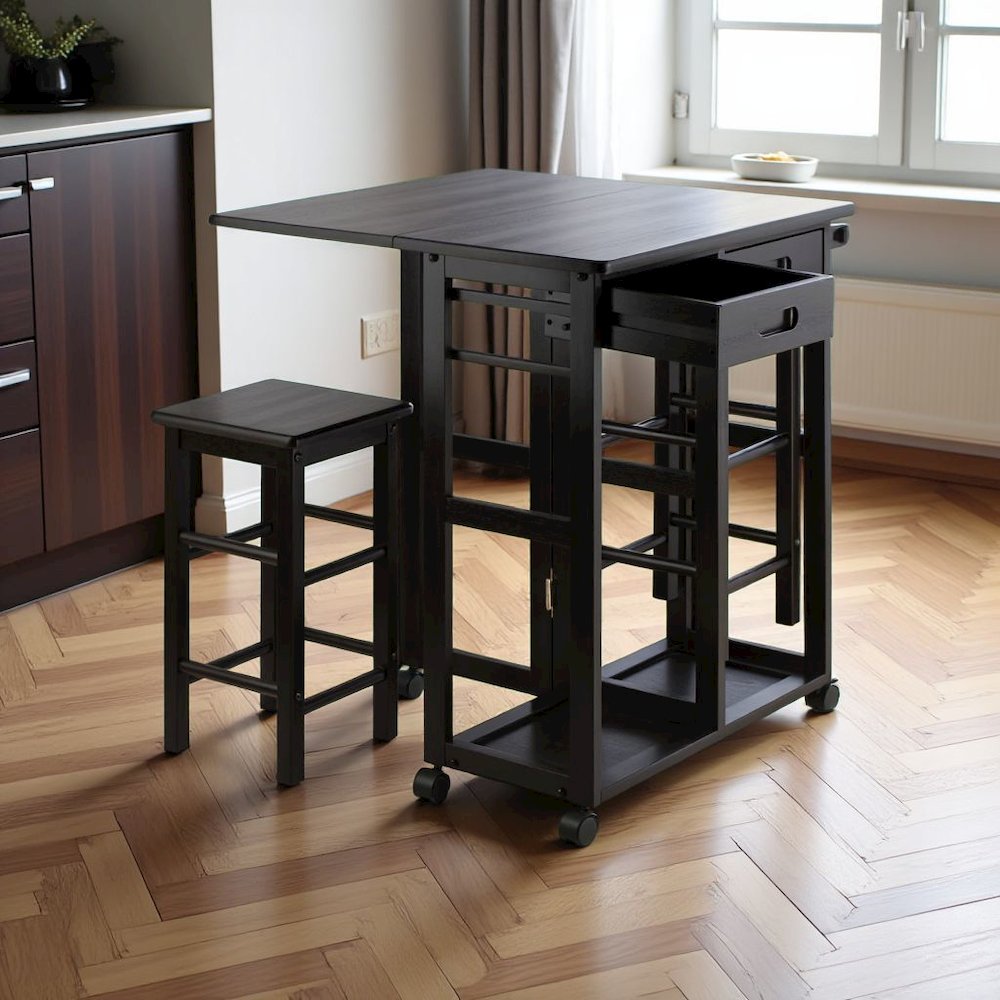 Coffee Folding Dining Table with Chairs – Compact Foldable Set for Two