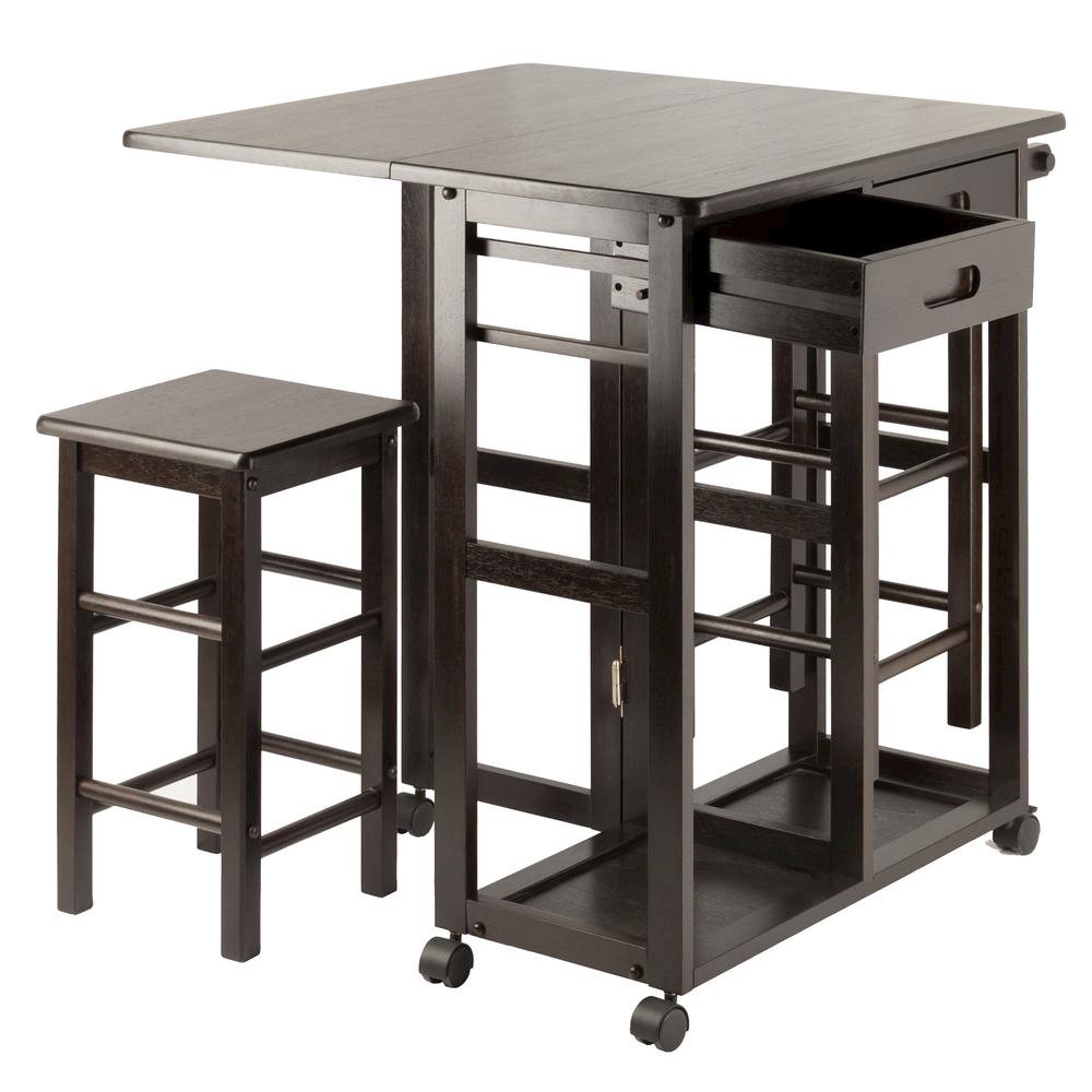 Coffee Folding Dining Table with Chairs – Compact Foldable Set for Two