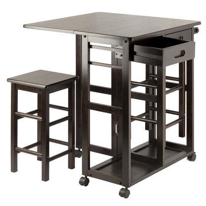 Coffee Folding Dining Table with Chairs – Compact Foldable Set for Two
