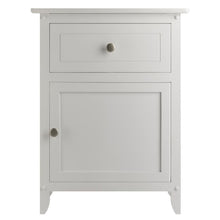 Farmhouse End Table With Storage in White Finish, Wooden Side Table And Drawer