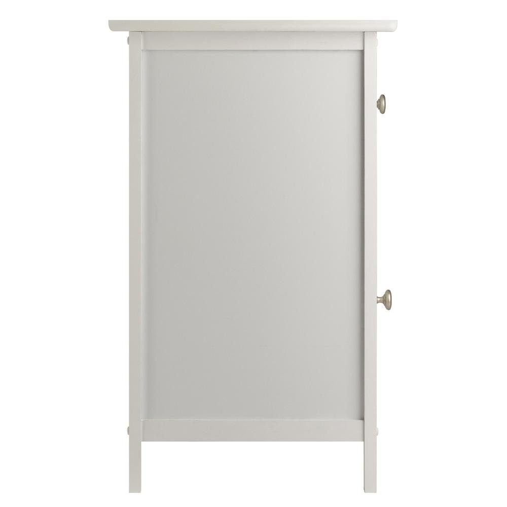 Farmhouse End Table With Storage in White Finish, Wooden Side Table And Drawer