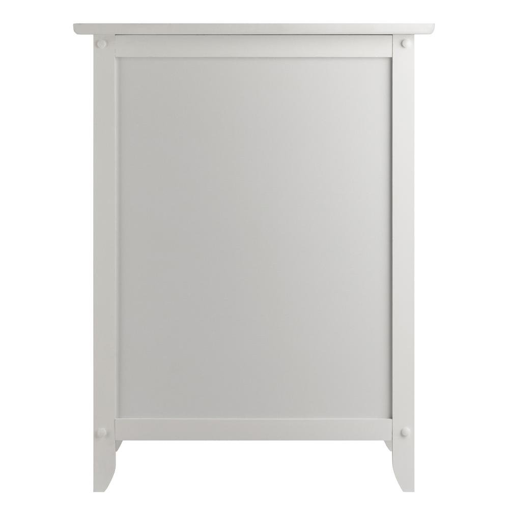Farmhouse End Table With Storage in White Finish, Wooden Side Table And Drawer