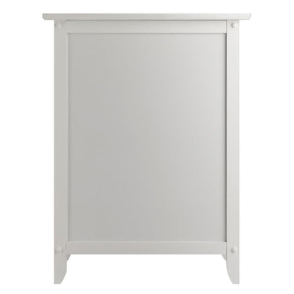 Farmhouse End Table With Storage in White Finish, Wooden Side Table And Drawer