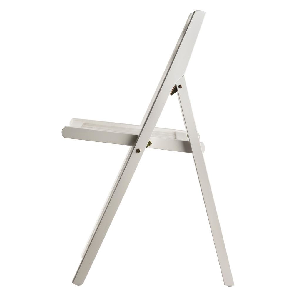 4-PC Folding Chair Set, White Solid Wood, Portable Seating