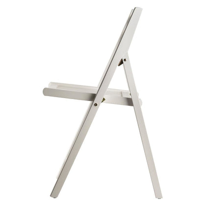 4-PC Folding Chair Set, White Solid Wood, Portable Seating