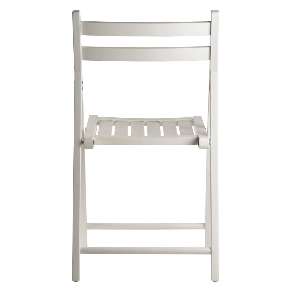 4-PC Folding Chair Set, White Solid Wood, Portable Seating