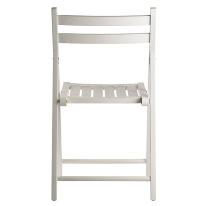 4-PC Folding Chair Set, White Solid Wood, Portable Seating