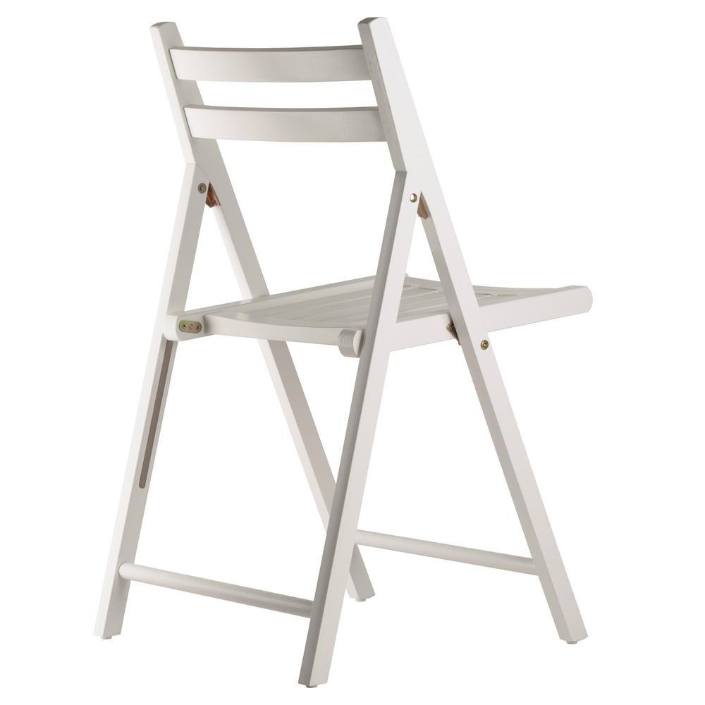 4-PC Folding Chair Set, White Solid Wood, Portable Seating