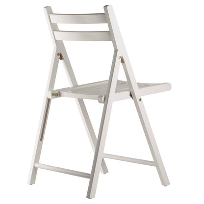 4-PC Folding Chair Set, White Solid Wood, Portable Seating