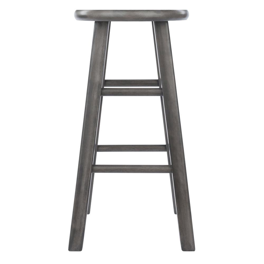 24 Inch Counter Stool, Rustic Gray Solid Wood, Backless Square Seat