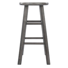 24 Inch Counter Stool, Rustic Gray Solid Wood, Backless Square Seat