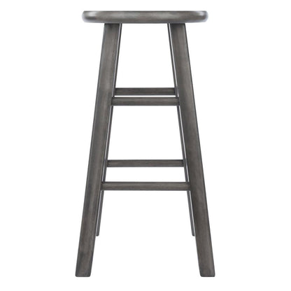 24 Inch Counter Stool, Rustic Gray Solid Wood, Backless Square Seat