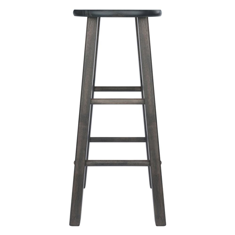 2-PC Bar Stool Set, Solid Wood, Round Seat, Squared Legs, 29 Inch Height