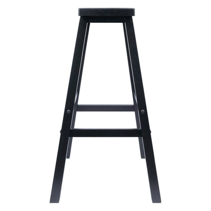 29 Inch Bar Stool, Saddle Seat, Solid Wood, Backless Pub Seat