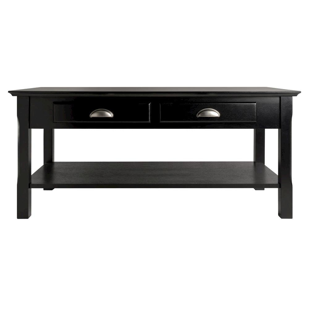 Coffee Table, Two Drawers, Open Shelf, Living Room Center Table