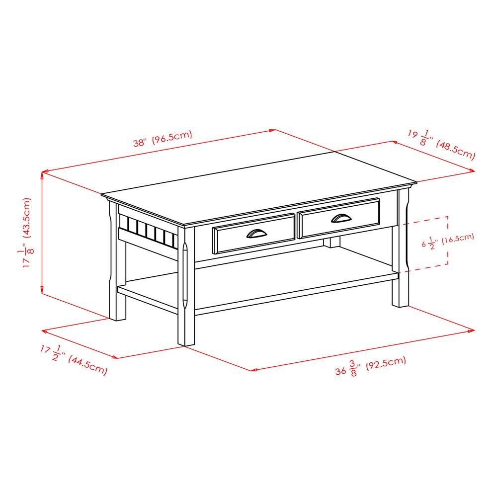 Coffee Table, Two Drawers, Open Shelf, Living Room Center Table