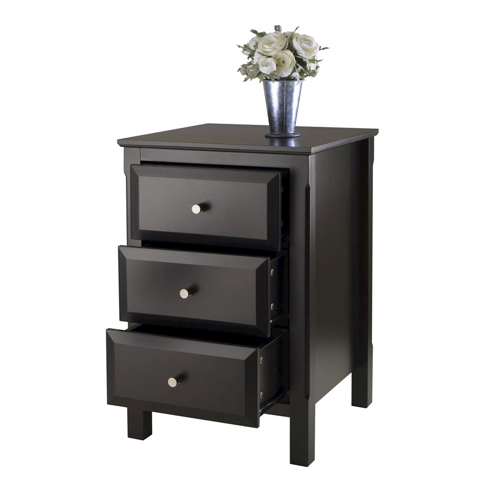 Accent Table, Black Nightstand, Single Drawer, Small Side Table