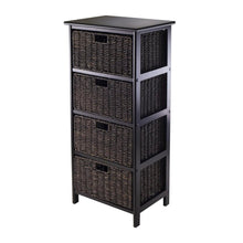 Tall Storage Rack, 4-Tier Shelf, Four Foldable Baskets, Cabinet