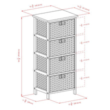 Tall Storage Rack, 4-Tier Shelf, Four Foldable Baskets, Cabinet