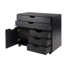 Black Office Storage Cabinet With Drawers, Storage Cabinet On Wheels