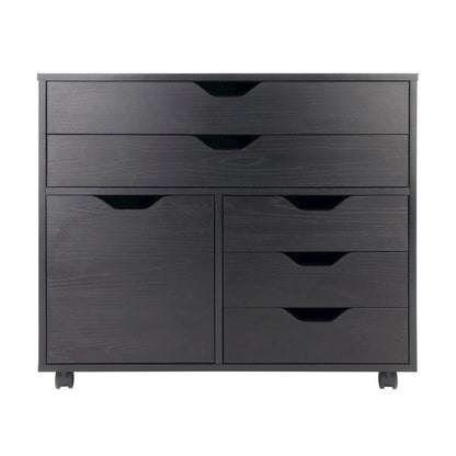 Black Office Storage Cabinet With Drawers, Storage Cabinet On Wheels