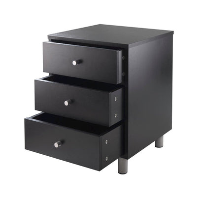 Accent Table, Black Finish, Three Storage Drawers, Small End Table