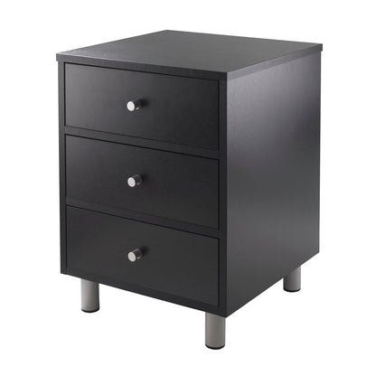 Accent Table, Black Finish, Three Storage Drawers, Small End Table