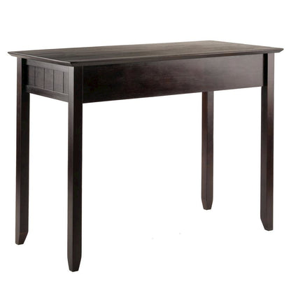 Writing Desk, Coffee Wainscoting, Beveled Top, Three Drawers