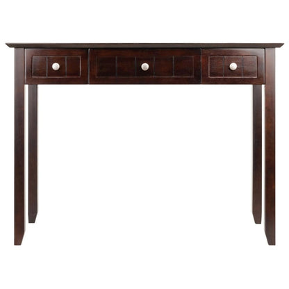 Writing Desk, Coffee Wainscoting, Beveled Top, Three Drawers