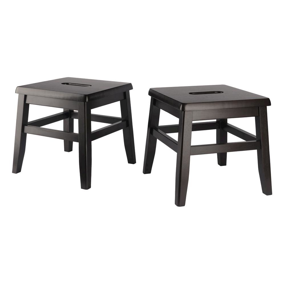 2-PC Conductor Stool Set, Solid Wood, Square Design, Center Handle