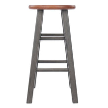 24" Solid Wood Counter Stool, Weathered Gray/Rustic Teak Finish