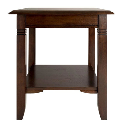 Rustic Living Room End Table Solid Wood Square End Table With Lower Shelf