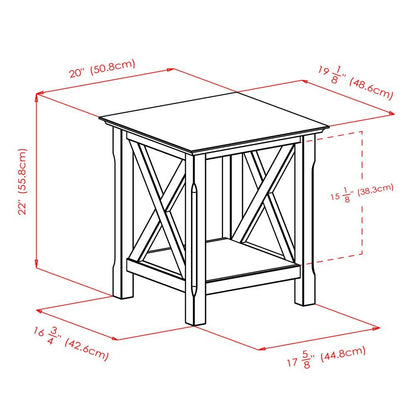 End Table, Brown X-Style Panels, Lower Shelf, Living Room Accent