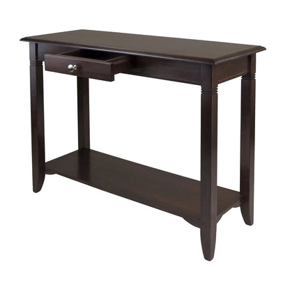 Console Table, Brown Drawer Shelf, Hallway Entryway Table, Solid Wood