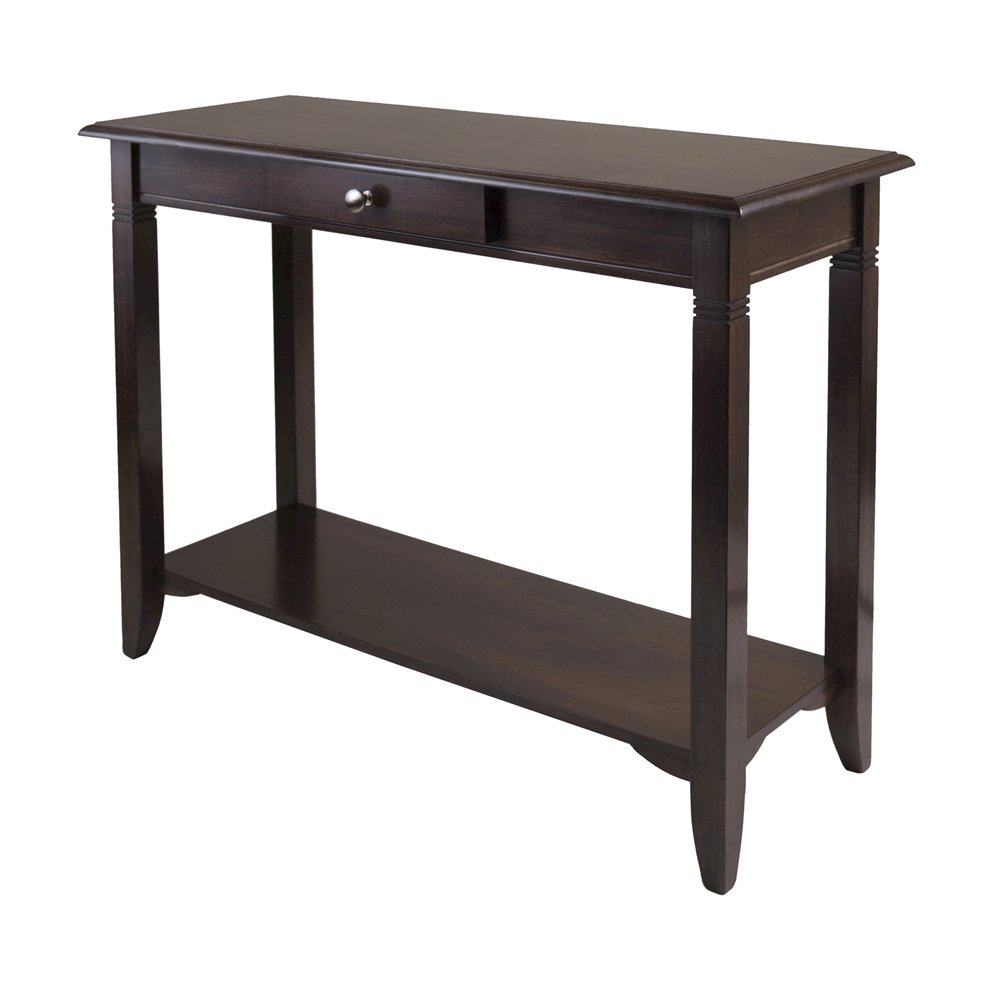 Console Table, Brown Drawer Shelf, Hallway Entryway Table, Solid Wood
