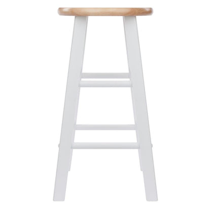 Natural & White Solid Wood Kitchen Stools Set of 2, Bar Chairs, Counter Seating