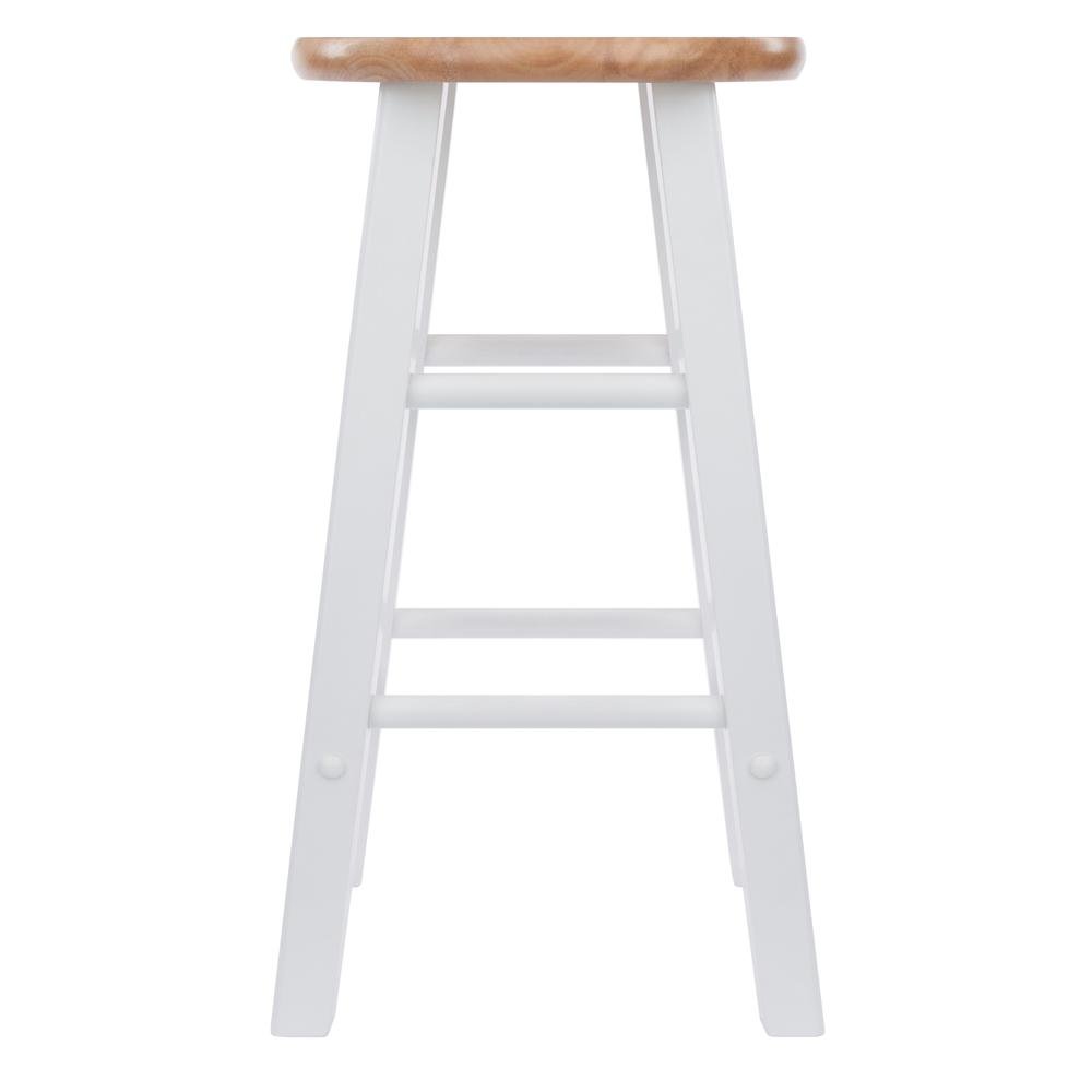Natural & White Solid Wood Kitchen Stools Set of 2, Bar Chairs, Counter Seating