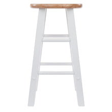 Natural & White Solid Wood Kitchen Stools Set of 2, Bar Chairs, Counter Seating