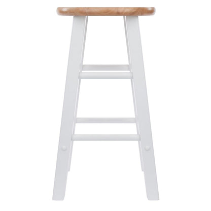 Natural & White Solid Wood Kitchen Stools Set of 2, Bar Chairs, Counter Seating