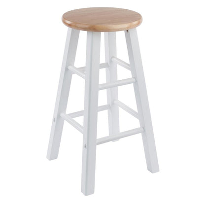 Natural & White Solid Wood Kitchen Stools Set of 2, Bar Chairs, Counter Seating