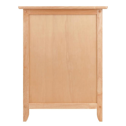 Natural Accent Table with Drawer and Cabinet, Compact Nightstand