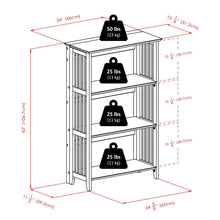 Solid Wood Folding Bookshelf in Natural Brown with 4 Tier Open Shelves